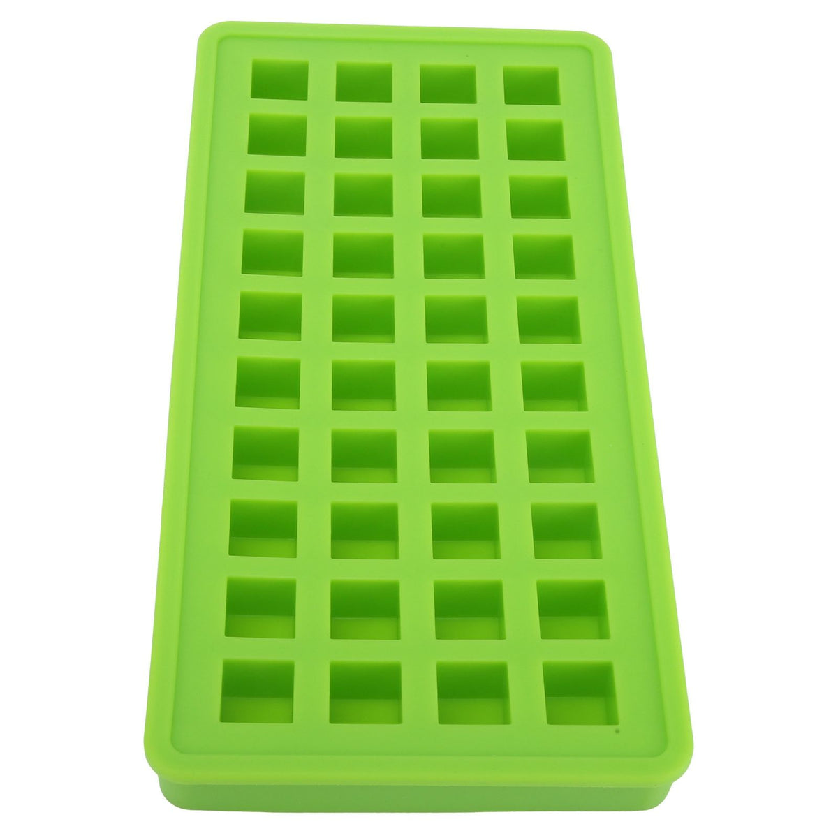 Green silicone ice tray with 40 square-shaped ice cubes, ideal for DIY kitchen use, by Everything Baby.