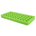 Green silicone ice tray with 40 square-shaped ice cubes, ideal for kitchen use and DIY ice making.