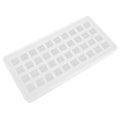 Transparent silicone ice tray with 40 square-shaped ice cubes, ideal for kitchen use and DIY ice making.