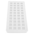 Transparent silicone ice tray with 40 square-shaped cubes, ideal for making ice for baby feeding and kitchen use.