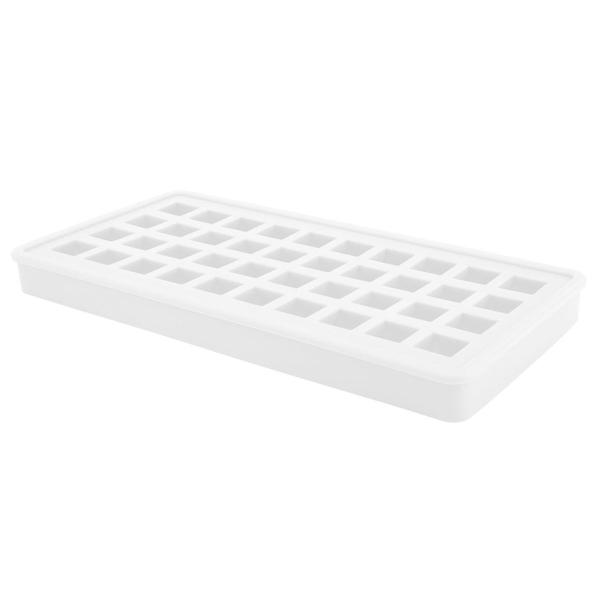 Transparent silicone ice cube tray with 40 square molds, perfect for making small ice cubes for kitchen and baby feeding.
