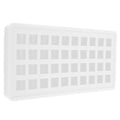 Transparent silicone ice tray with 40 square-shaped ice cubes, ideal for kitchen use and DIY ice cube making.