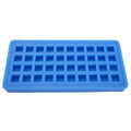 Sky blue silicone ice tray with 40 square ice cube molds, ideal for DIY kitchen use and baby feeding accessories.