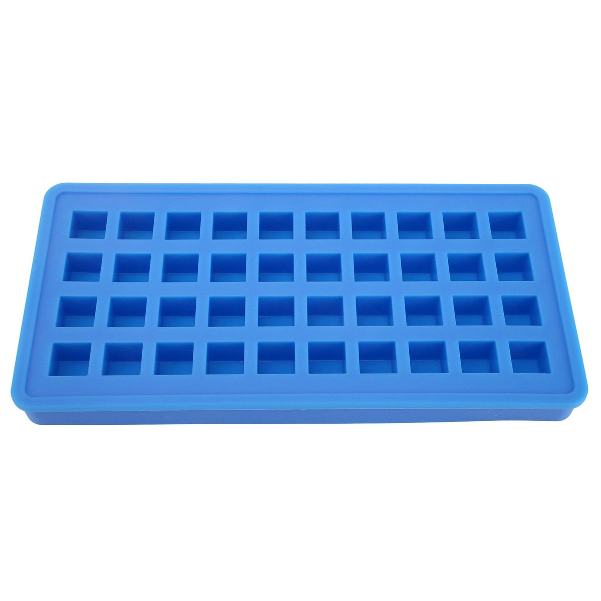 Sky blue silicone ice tray with 40 square ice cube molds, ideal for DIY kitchen use and baby feeding accessories.