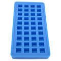 Sky blue silicone ice tray with 40 square-shaped ice cubes, ideal for kitchen use and easy to fill and clean.