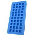 Sky blue 40-grid silicone ice tray with square-shaped cubes, perfect for DIY kitchen use and easy to fill and release.