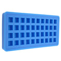 Sky blue silicone ice tray with 40 square molds for making ice cubes, ideal for kitchen use and DIY ice cube projects.