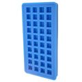 Sky blue silicone ice tray with 40 square molds for making ice cubes, ideal for kitchen use and DIY cold drinks.