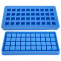 Sky blue 40-grid silicone ice cube tray with square molds, ideal for DIY kitchen use and baby feeding accessories.