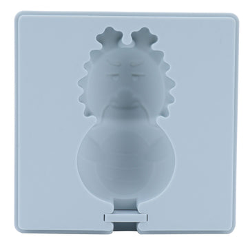 Grey silicone cartoon ice cream mold with lid and wooden sticks for homemade pretend play, designed for kids' toy kitchen fun.