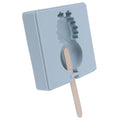 Grey silicone ice cream mold with lid and wooden stick, designed for homemade pretend play with kids, from Everything Baby.
