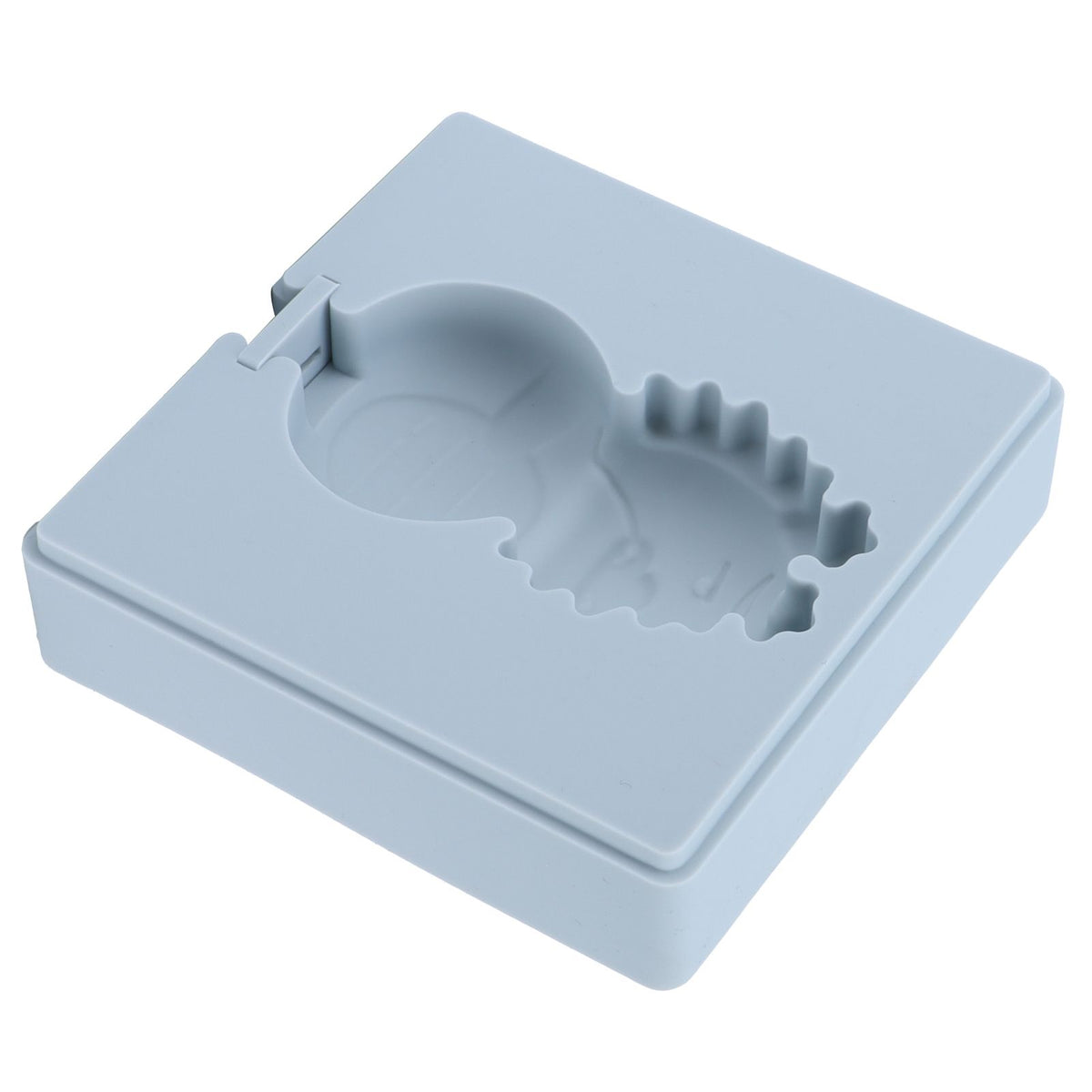 Grey silicone ice cream mold with wooden sticks and lid, designed for pretend play and making cute homemade ice cream for kids.