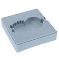 Grey silicone ice cream mold with lid and wooden sticks for homemade pretend play, featuring cute cartoon designs for kids.