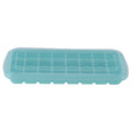 Green silicone ice cube tray with 24 small cubes and PP lid, designed for kitchen use and pretend play for kids.