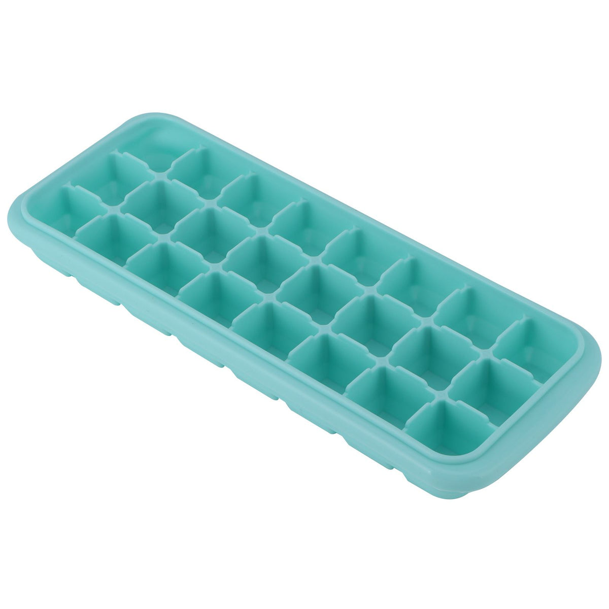 Green silicone ice tray with 24 small cubes and PP lid, suitable for pretend play and kitchen use, by Everything Baby.