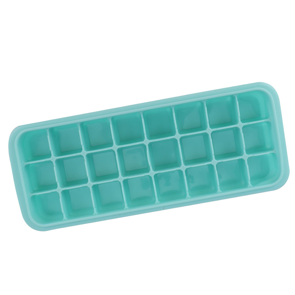 Green silicone ice tray with 24 small cubes and PP lid, suitable for pretend play in kids' kitchen and toy set by Everything Baby.