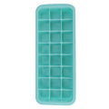 Green silicone ice tray with 24 small cubes and PP lid, suitable for pretend play in baby and kids' toy kitchen set.