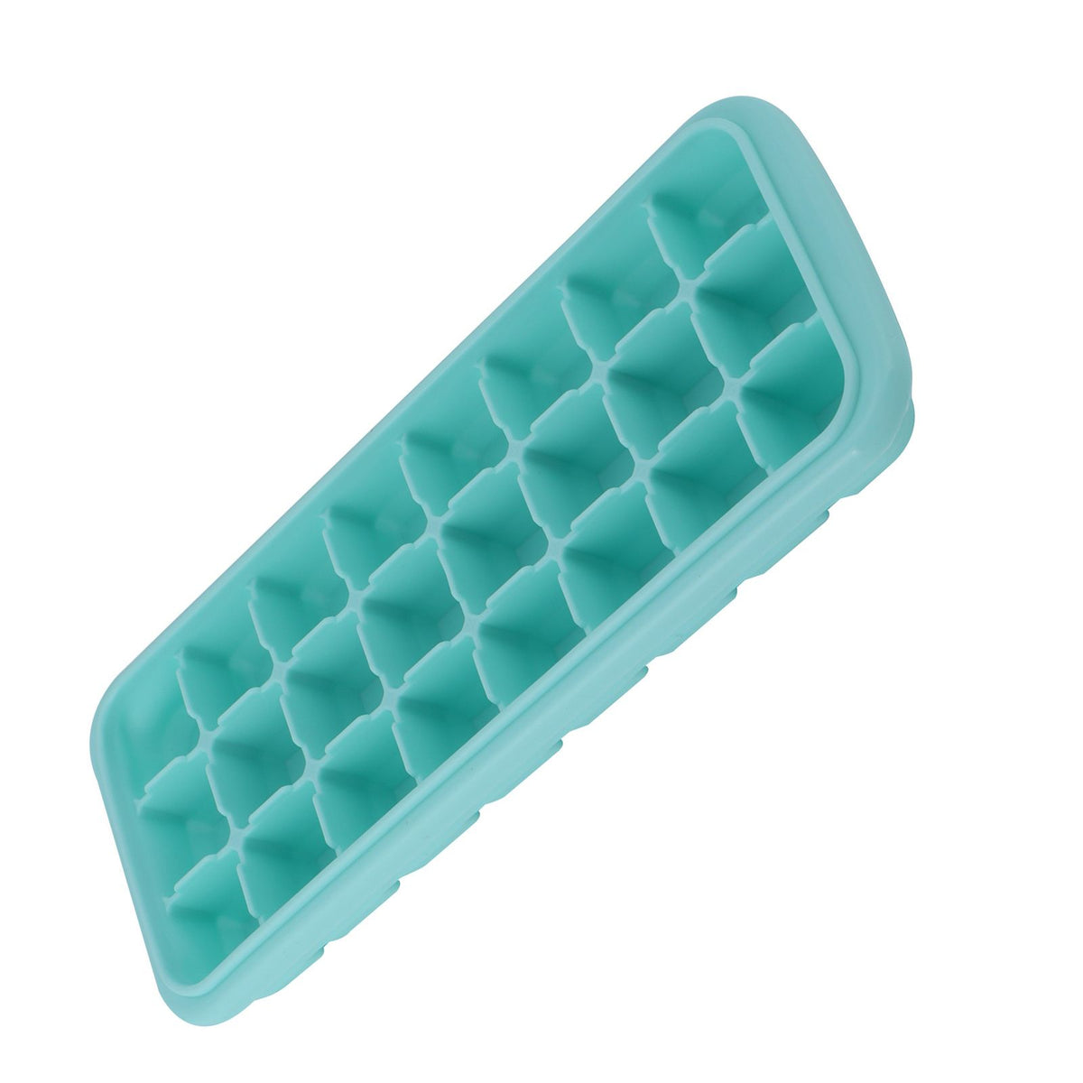 Green silicone ice tray with 24 small cubes and PP lid, designed for pretend play in baby and kids' toy kitchen sets.