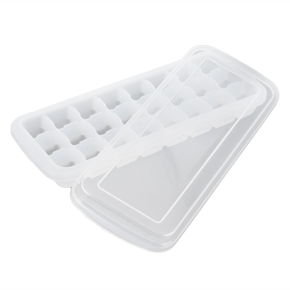White silicone ice cube tray with 24 small cubes and PP lid, ideal for pretend play in home kitchen and kids' toy collection.
