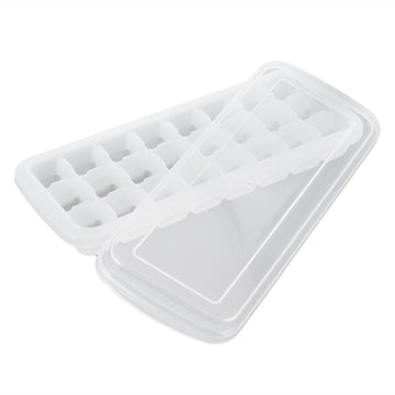 White silicone ice cube tray with 24 small cubes and PP lid, ideal for pretend play in home kitchen and kids' toy collection.