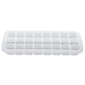 White 24-grid silicone ice tray with PP lid, designed for home kitchen use, featuring small cubes for versatile freezing and pretend play.