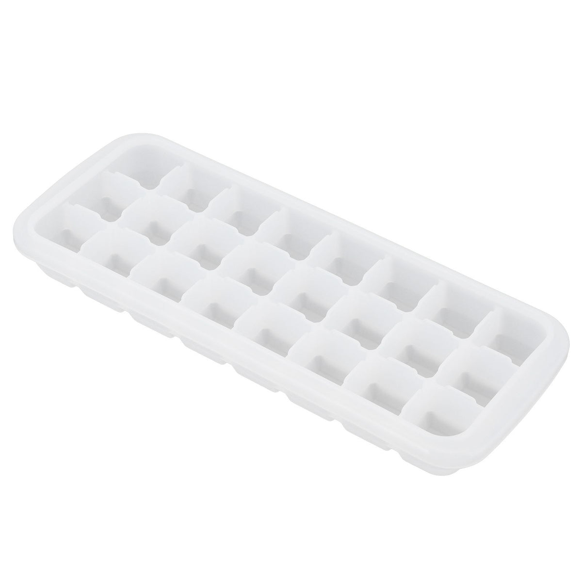White 24-grid silicone ice tray with PP lid, designed for home kitchen use, featuring small cubes ideal for baby and kid pretend play.