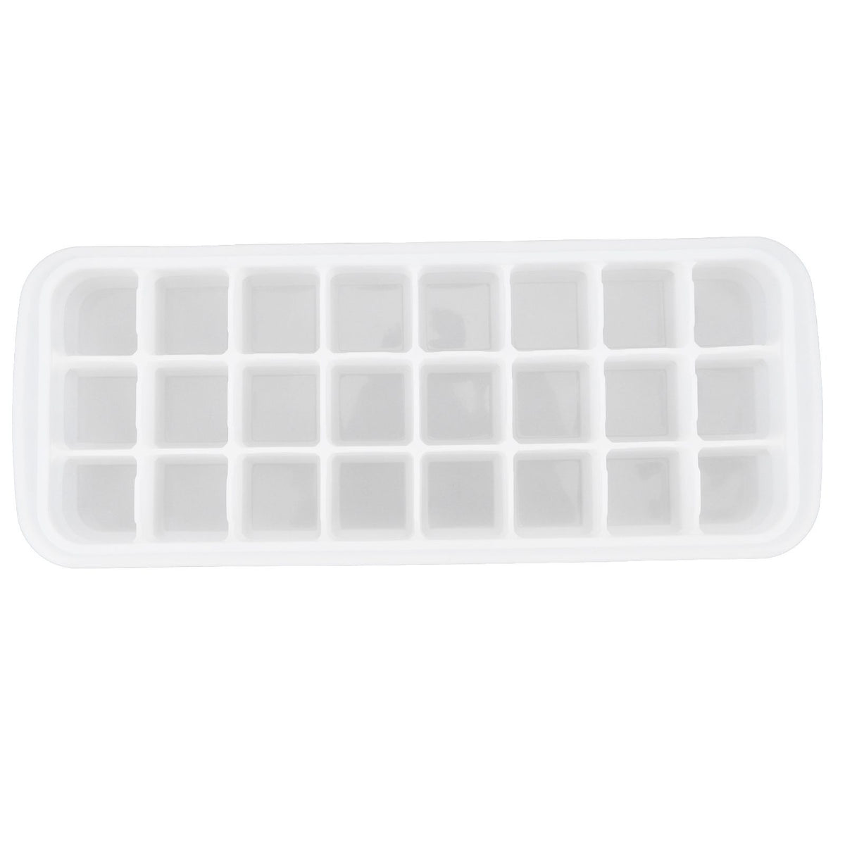 White silicone ice tray with 24 small cubes and PP lid, designed for home kitchen use by Everything Baby.