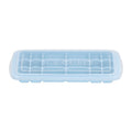Blue silicone ice tray with lid, rectangular mold for ice cubes, suitable for cake and sushi, by Everything Baby.
