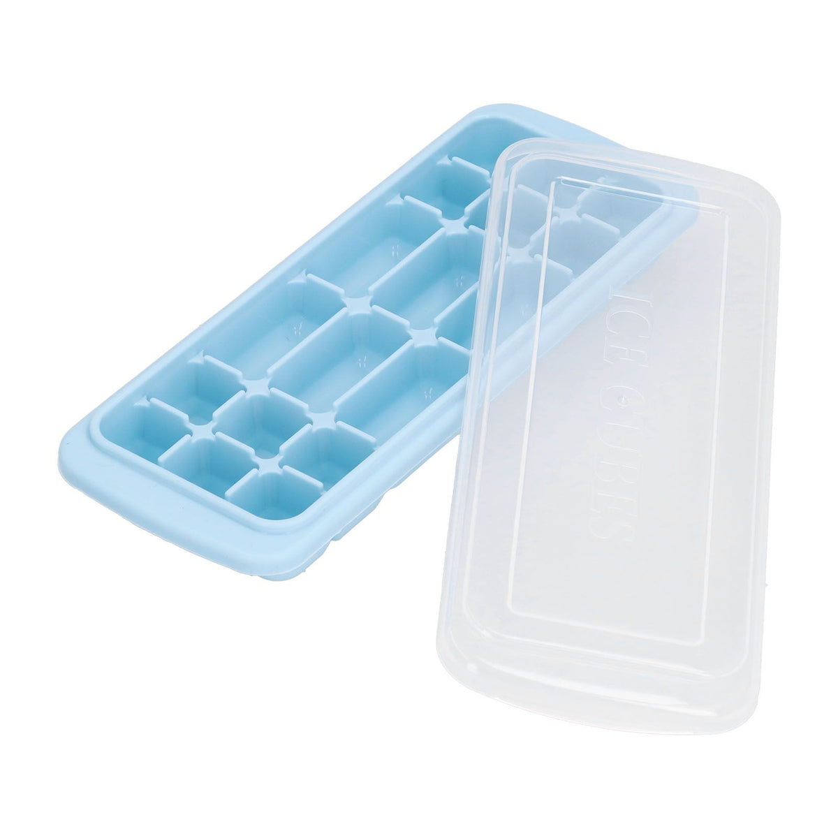 Blue silicone rectangular ice tray with lid, perfect for making ice cubes for cake and sushi, suitable for baby feeding.