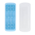 Blue silicone rectangular ice tray with lid, ideal for making ice cubes, cake, and sushi, by Everything Baby.
