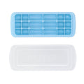 Blue silicone rectangular ice tray with lid for making ice cubes, suitable for cake and sushi, by Everything Baby.
