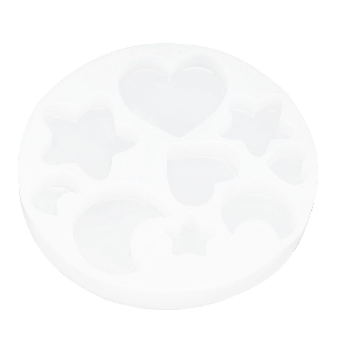 Silicone mold with cute shapes, soft and elastic, for baking and DIY cake or chocolate decorating in kitchen or home.