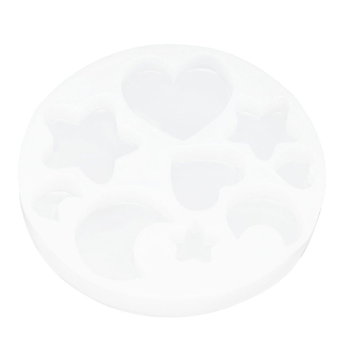 Silicone mold with cute shapes, soft and elastic, for baking and DIY cake or chocolate decorating in kitchen or home.