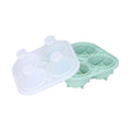 Light green silicone ice cube mold tray with four rose-shaped cavities, ideal for home bar or kitchen use.