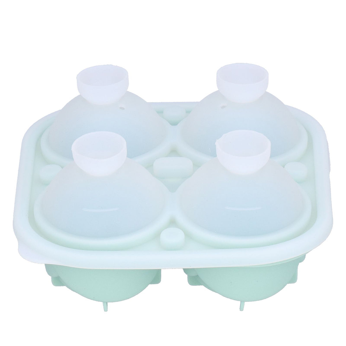 Light green silicone 4‑grid rose-shaped ice cube mold tray for home bar and kitchen use, perfect for creative ice and pretend play.