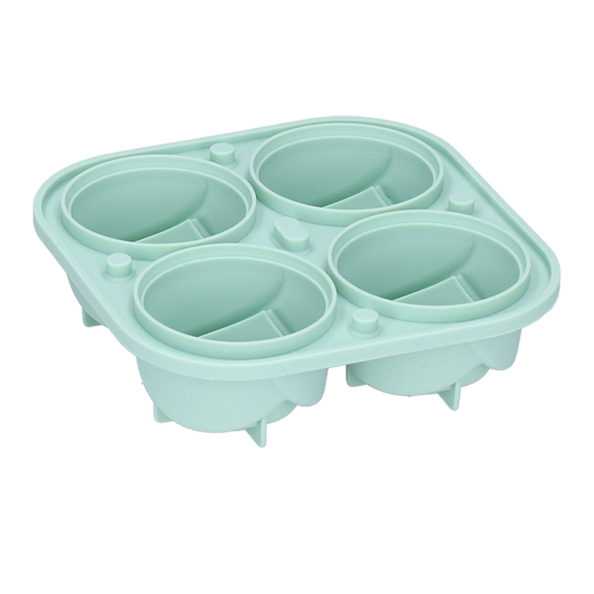 Light green silicone 4-grid rose-shaped ice cube mold tray by Everything Baby, ideal for home bar and kitchen use.