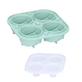 Light green silicone 4-grid rose-shaped ice mold tray for home bar and kitchen use, perfect for entertaining and creative ice shapes