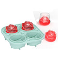 Light green silicone ice cube mold tray with four rose-shaped cavities for creative home bar and kitchen use
