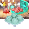 Light green silicone 4-grid rose shape ice mold tray by Everything Baby, perfect for home bar and kitchen use.