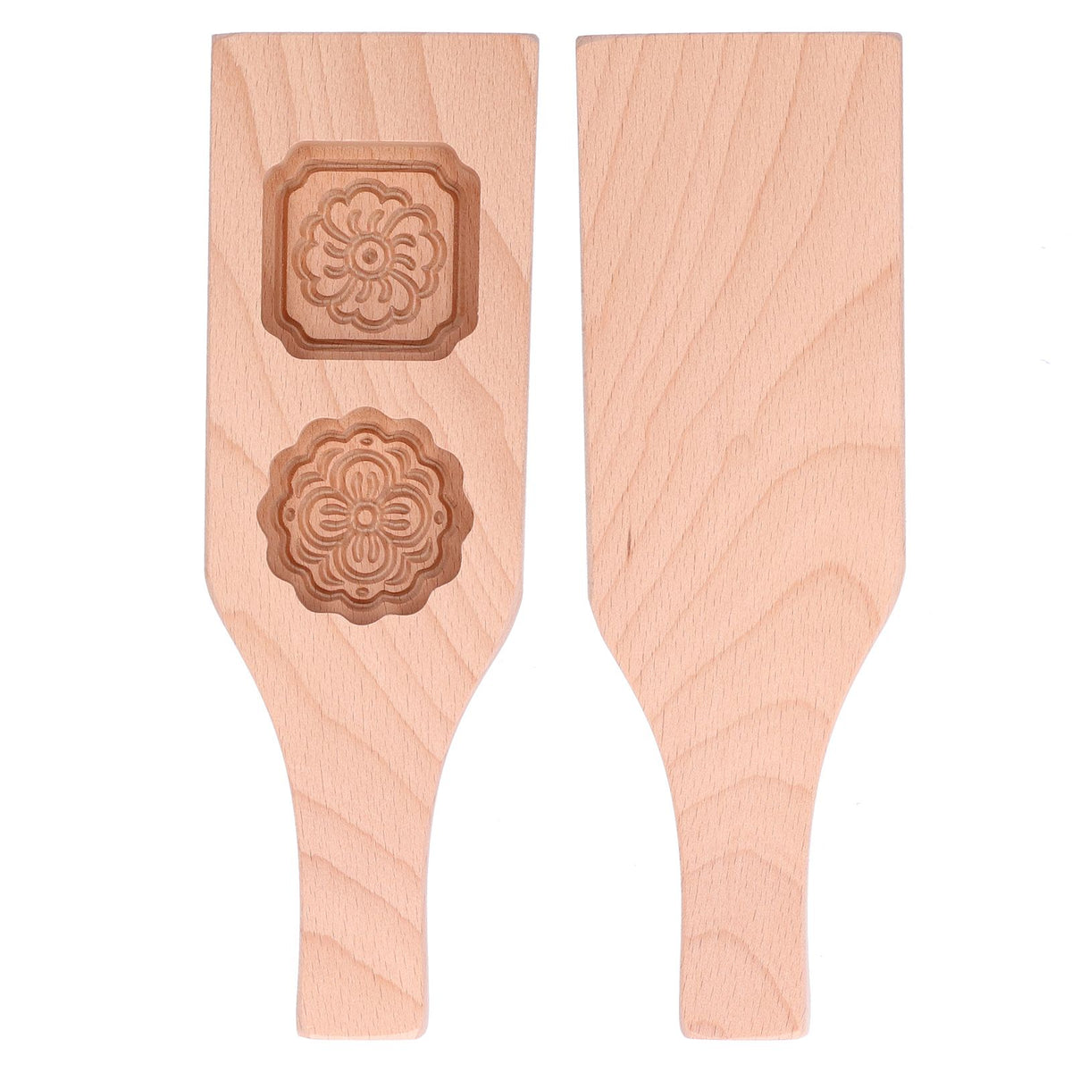 Chinese style wooden mooncake mold with 2 holes, handmade pastry baking mold for home use, suitable for pretend play with kids
