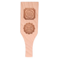 Chinese style wooden mooncake mold with 2 holes, handmade pastry baking tool for home use, suitable for kids' pretend play.