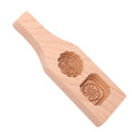 Wooden mooncake mold with two holes for Chinese-style pastries, handmade by Everything Baby, perfect for home baking and pretend play.