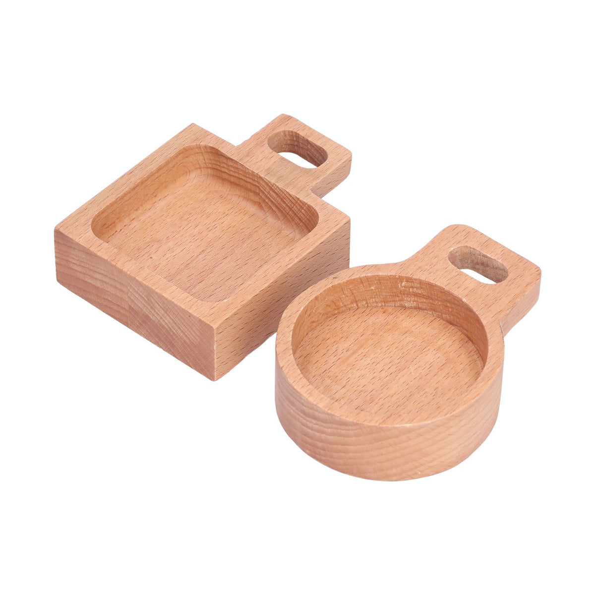 Beech snack dish with handle, versatile sauce plate container for home, kitchen, or outdoor use, designed for baby and kids feeding.