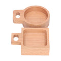Beech snack dish with handle by Everything Baby, round and rectangular multi-purpose sauce plate for home, kitchen, and outdoor use.