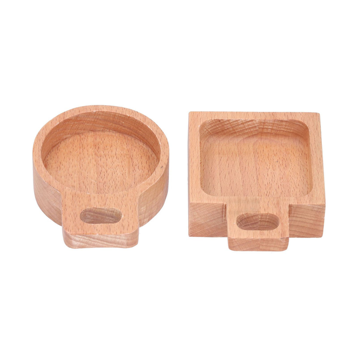Beech snack dish with handle, versatile sauce plate for home, kitchen, and outdoor use, suitable for baby and kids feeding.