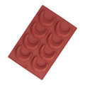 8-hole moon-shaped silicone mold for making 3D chocolate cakes, ideal for home bakery and kids' pretend play.