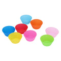 Set of 8 colorful silicone baking cups, 7cm round, reusable, heat-resistant cake molds for baking and feeding.