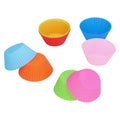 Set of 8 silicone baking cups, 7cm, reusable round cake molds, heat-resistant for baking and kids' food preparation.