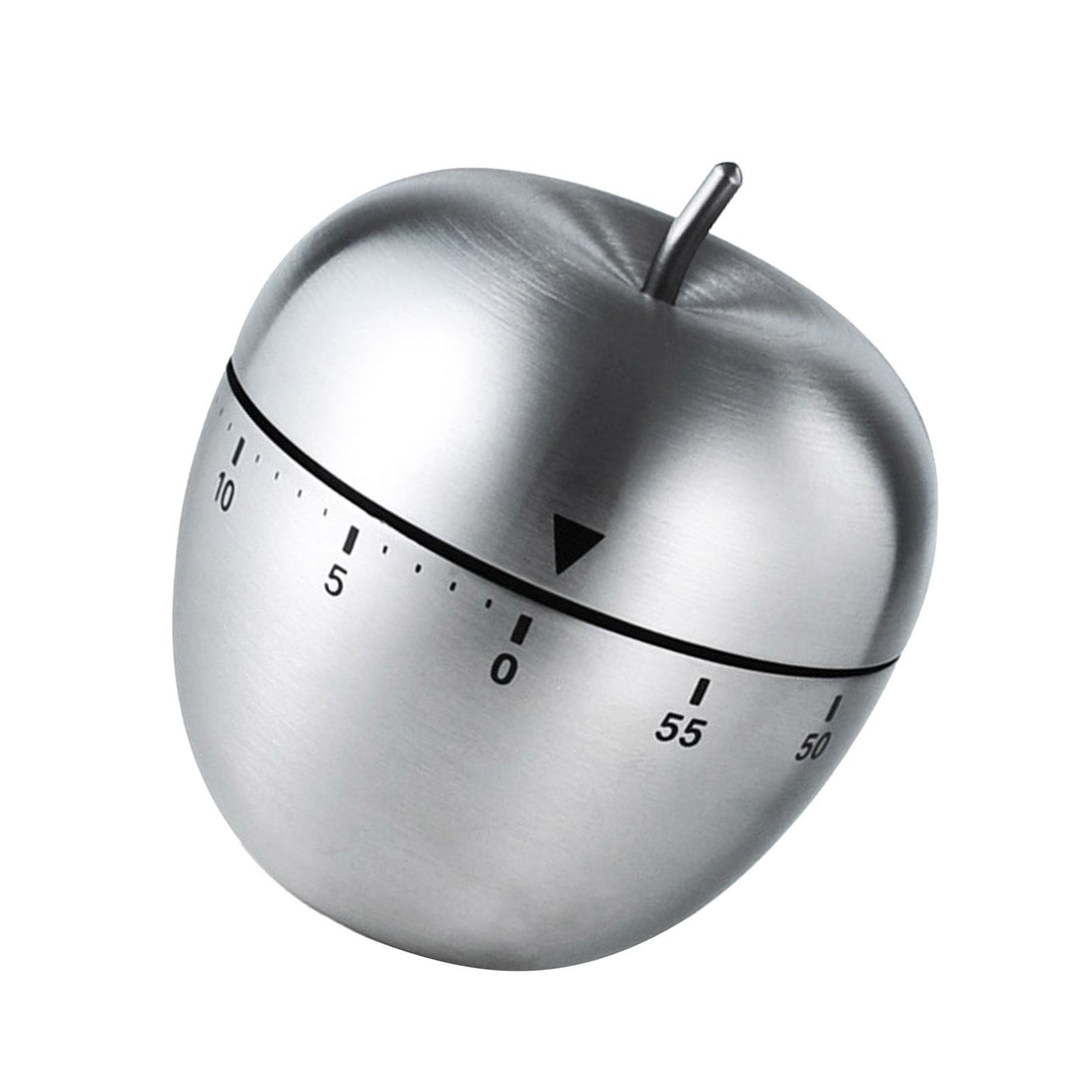 Cute fruit-shaped stainless steel mechanical kitchen timer with clear scale, portable 60-minute cooking reminder for baby and kids feeding.