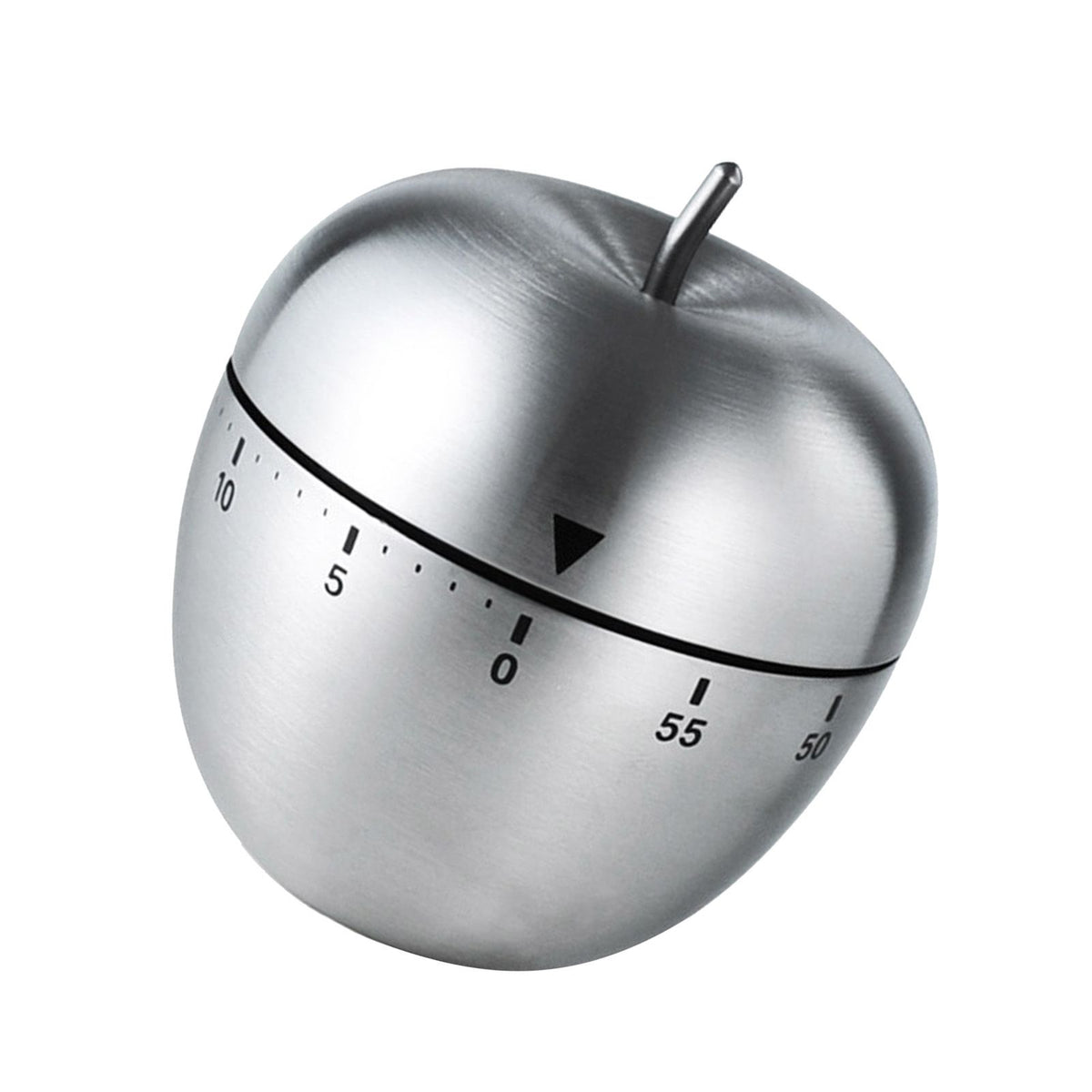 Cute fruit-shaped stainless steel mechanical kitchen timer with clear scale, portable 60-minute cooking reminder for baby and kids feeding.